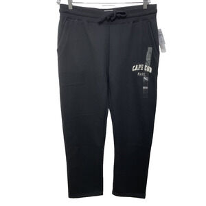 Cuffy's MA Mass Cape Cod‎ Lounge Sweatpant Black Straight Leg Travel Women L NWT